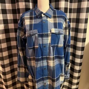 Cabela's Blue and White Plaid Button-Down Shirt